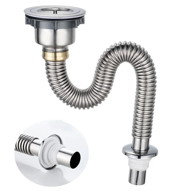 

Kitchen Stainless Steel Sink Drain Filter Single Tank Drain Pipe Deodorant Wash Basin Sewer Drainer for Bathroom Kitchen Parts