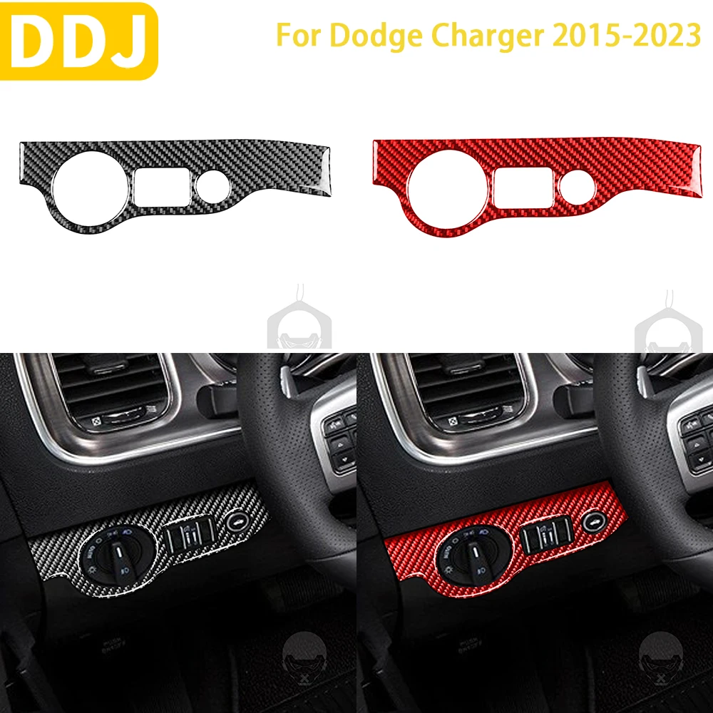 

For Dodge Charger LD 2015-2023 SE RT Accessories Carbon Fiber Car Interior Head Light Switch Panel Cover Sticker Decoration