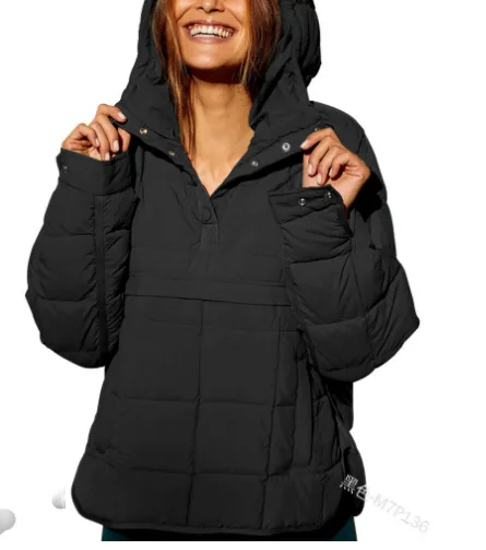 Women's Casual Fashion Solid Color Before Short After Long Cotton Jacket, Loose Long-sleeved Hooded Top, Women Autumn and Winter