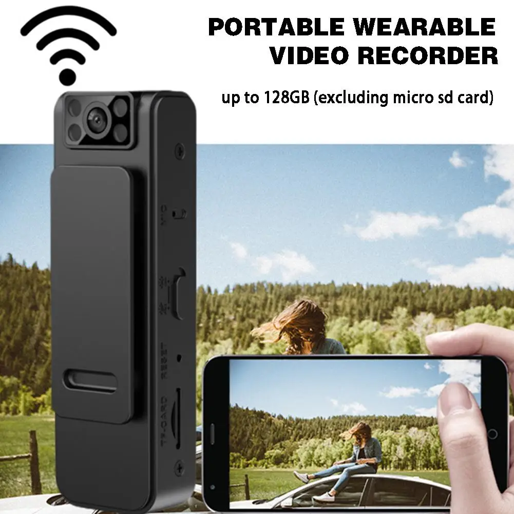 Wireless WiFi Portable Camera With Clip, Full 1080P Video Body Recorder Camera Security HD Record Meeting E5V7