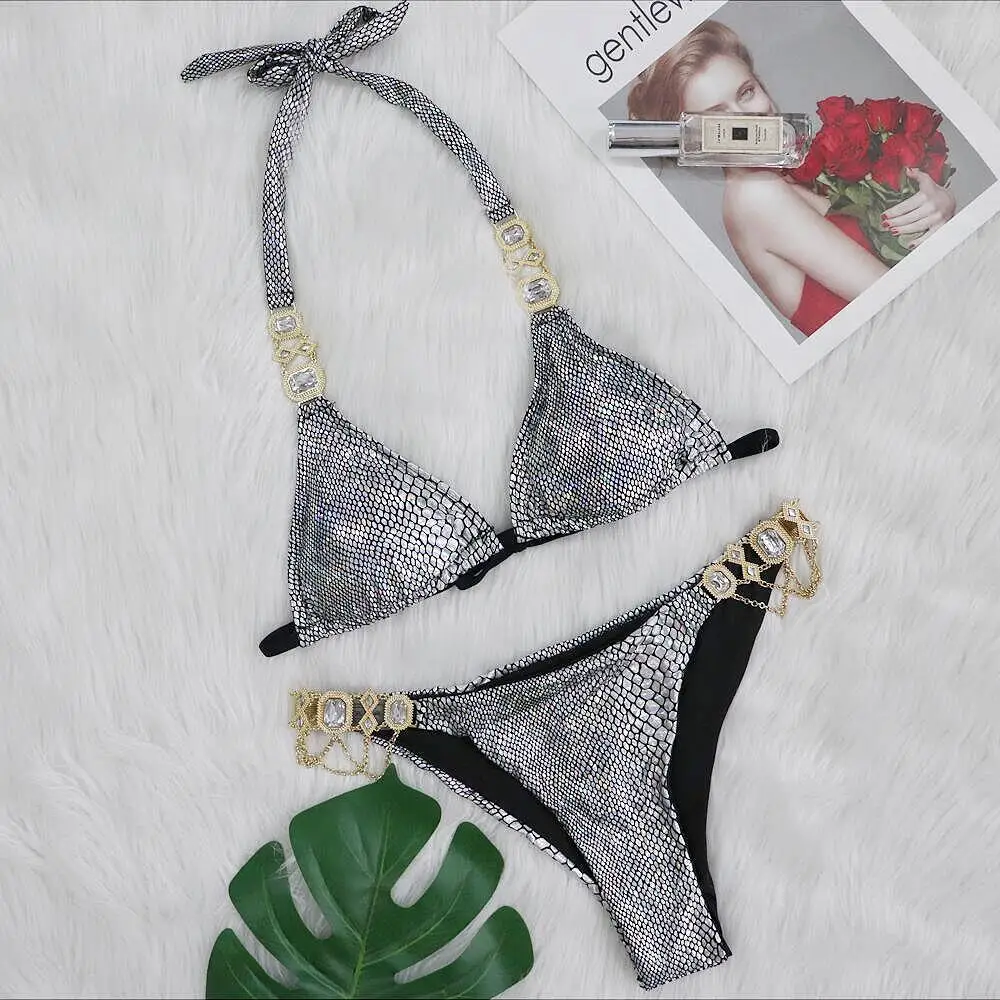 2024 Jewelled Rhinestones Luxury Diamond Bikini Women Swimwear Female Swimsuit Two-pieces Bikini set Bather Bathing Suit Swim