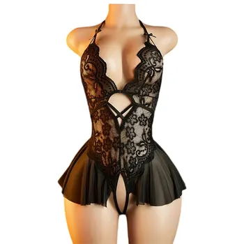 Desire Night Erotic Costumes Sexual Temptation With Open Crotch Women Lingerie Hot Dress Babydoll Sex Bodysuit 18 xxx Underwear