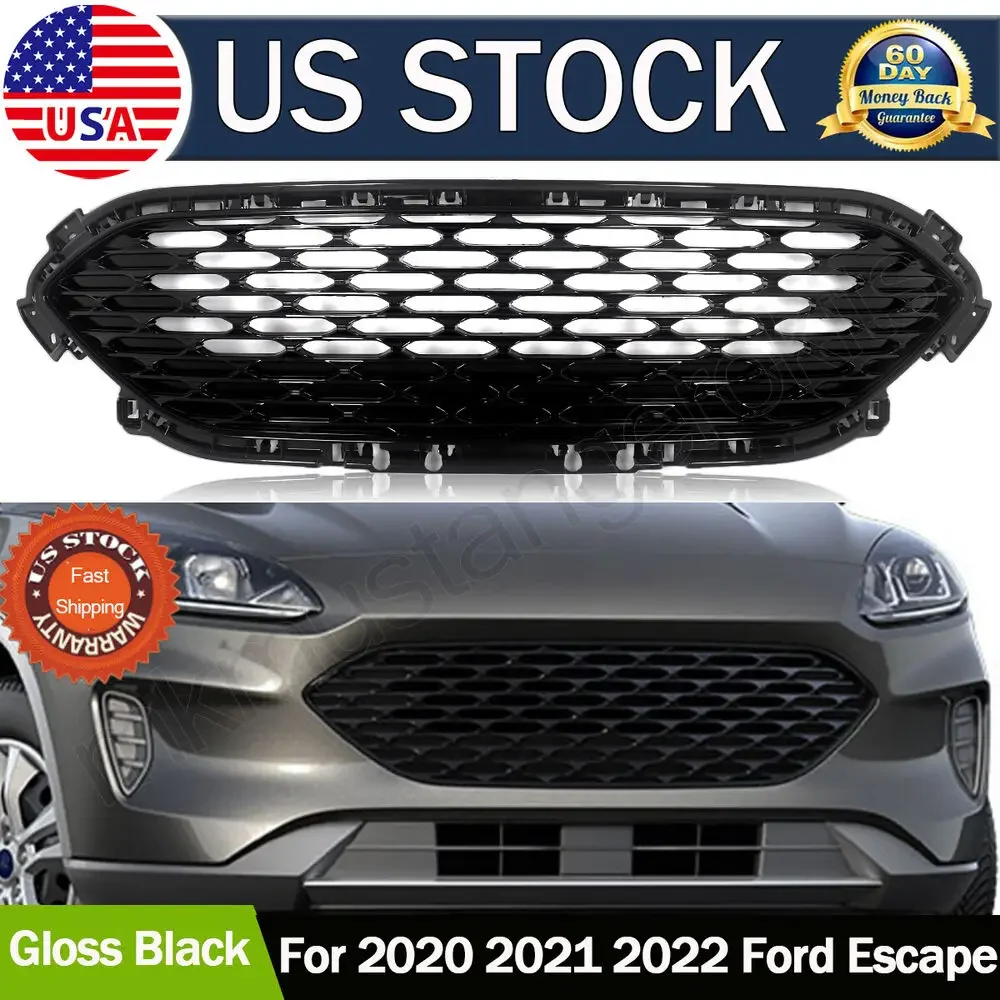 

Передняя Верхняя решетка решетки в сборе для 2020 21 2022 Ford Escape глянцевая черная сетка