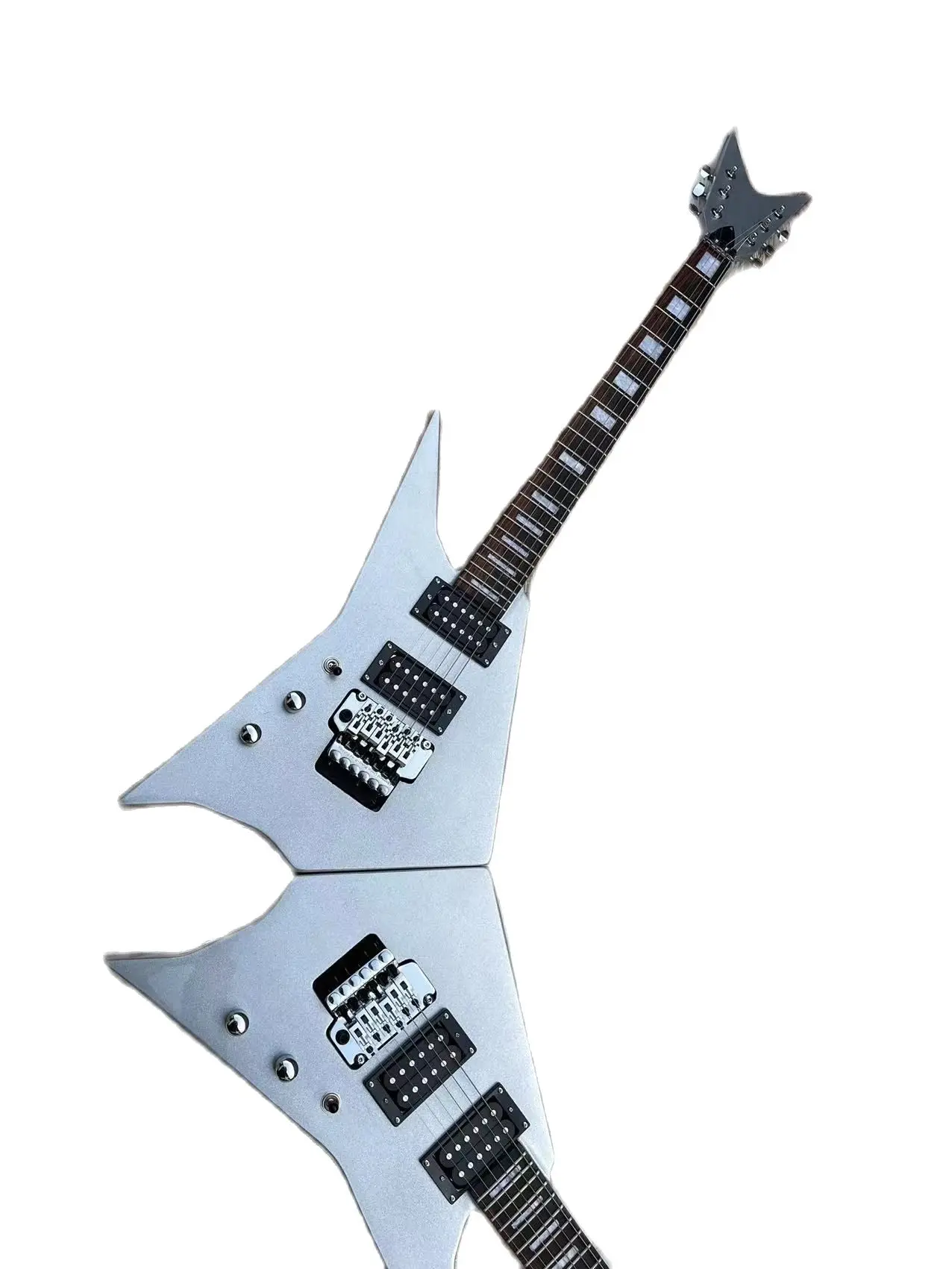 

Swallowtail double-head 6+6 can be assembled and disassembled multi-function electric guitar, metal color body, open pickup, dou