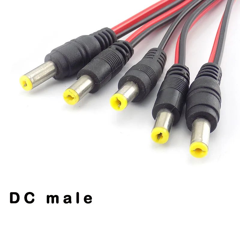 12V DC Connectors Male Female Jack Cable Adapter Plug Power Supply 26cm Length 5.5 X 2.1mm for CCTV Camera