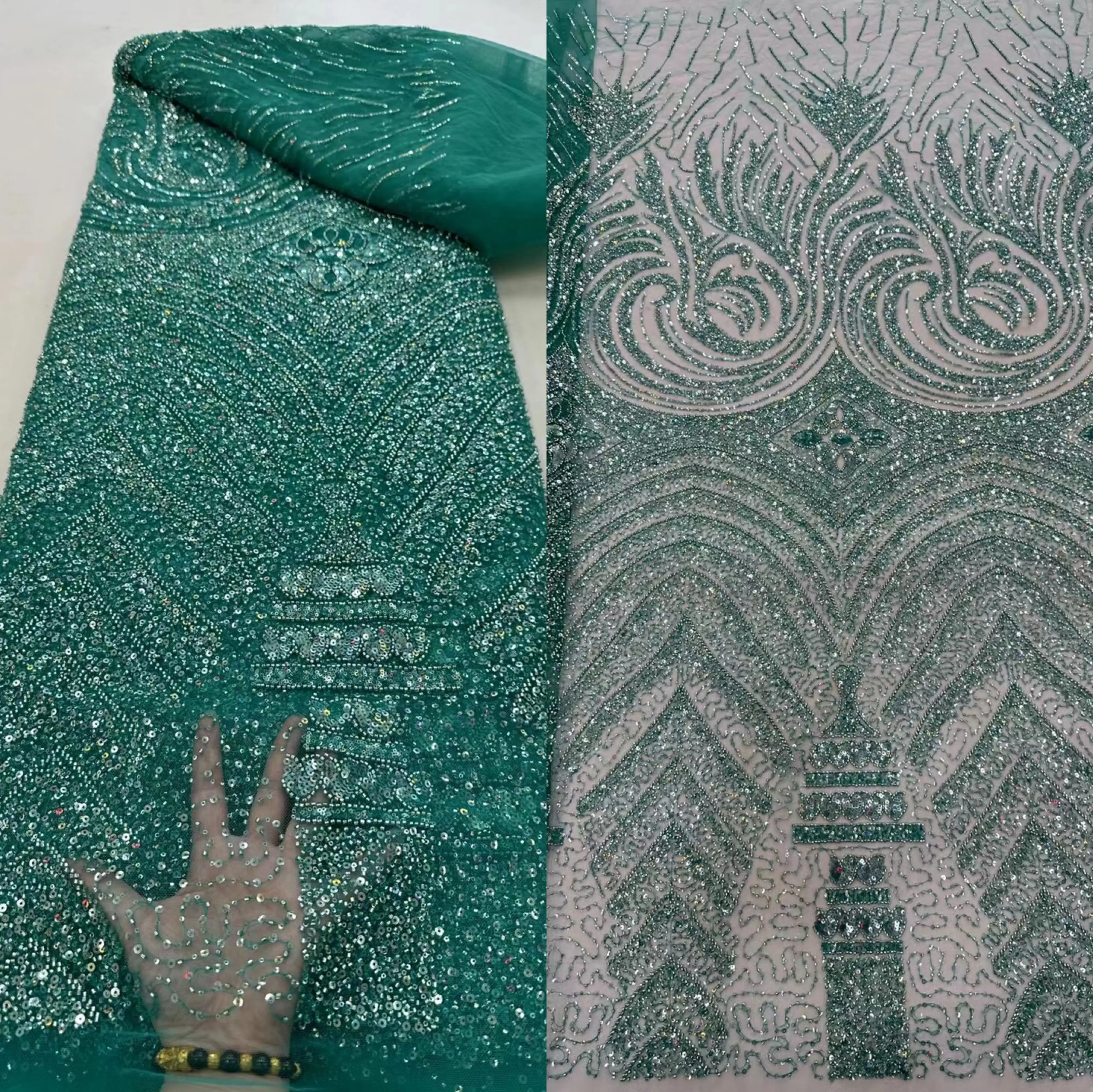

Nigerian Laces 2022 High Quality For Wedding Dress J-13025812 Beaded Lace Fabric Fashion Bridal Embroidery