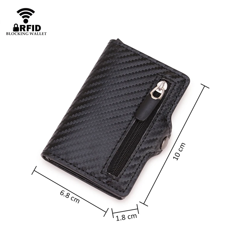 Carbon Fiber Wallet Leather Wallet Credit Card Holder Card Wallet Carbon Fiber Rfid Blocking Protection Men id Credit Card Holder Wallet Leather Metal Business Bank CreditCard Cardholder Case