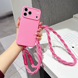 Elegant Shockproof Solid Color Necklace Phone Case with Cord Lanyard - iPhone 14 Pro (A)