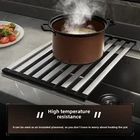 304 stainless steel kitchen sink drain rack, sink bowl and dish storage rack, foldable and retractable drain basket 4