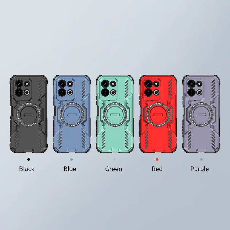 ELVEV Magnetic Wing Shield Case - Hard PC + Soft TPU Wireless Charging Phone Cover