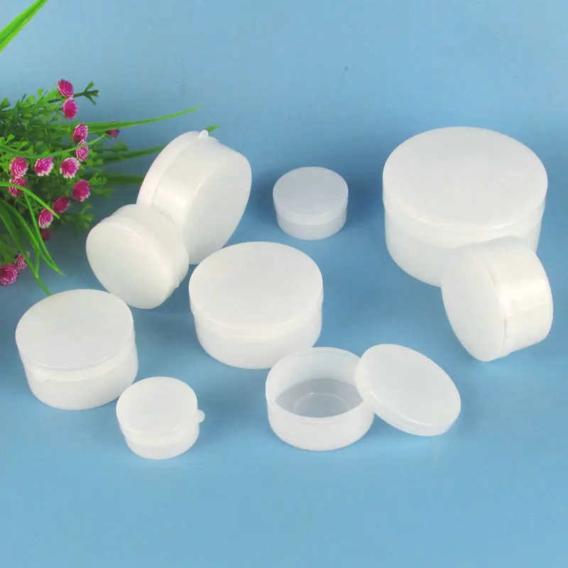 

50pcs 5g-100g White Cosmetics Jars Sample Jar Empty Face Cream Lip Balm Container Refillable Box Eyeshadow Skin Care Containers