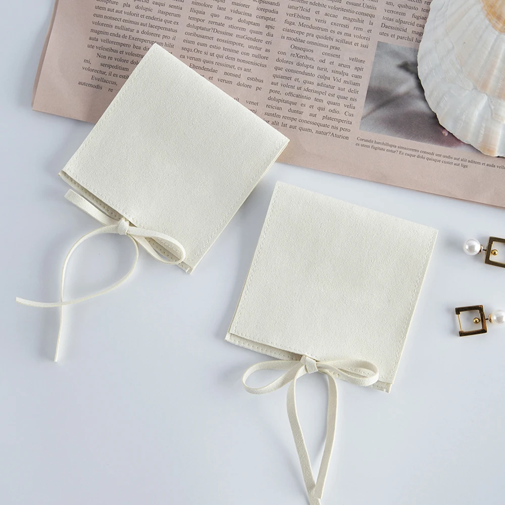 Jewelry Gift Bags Beige Microfiber Packaging Pouch for Rings Earrings Cosmetic Tarot Card Organizer Wedding Favors Bulk Business