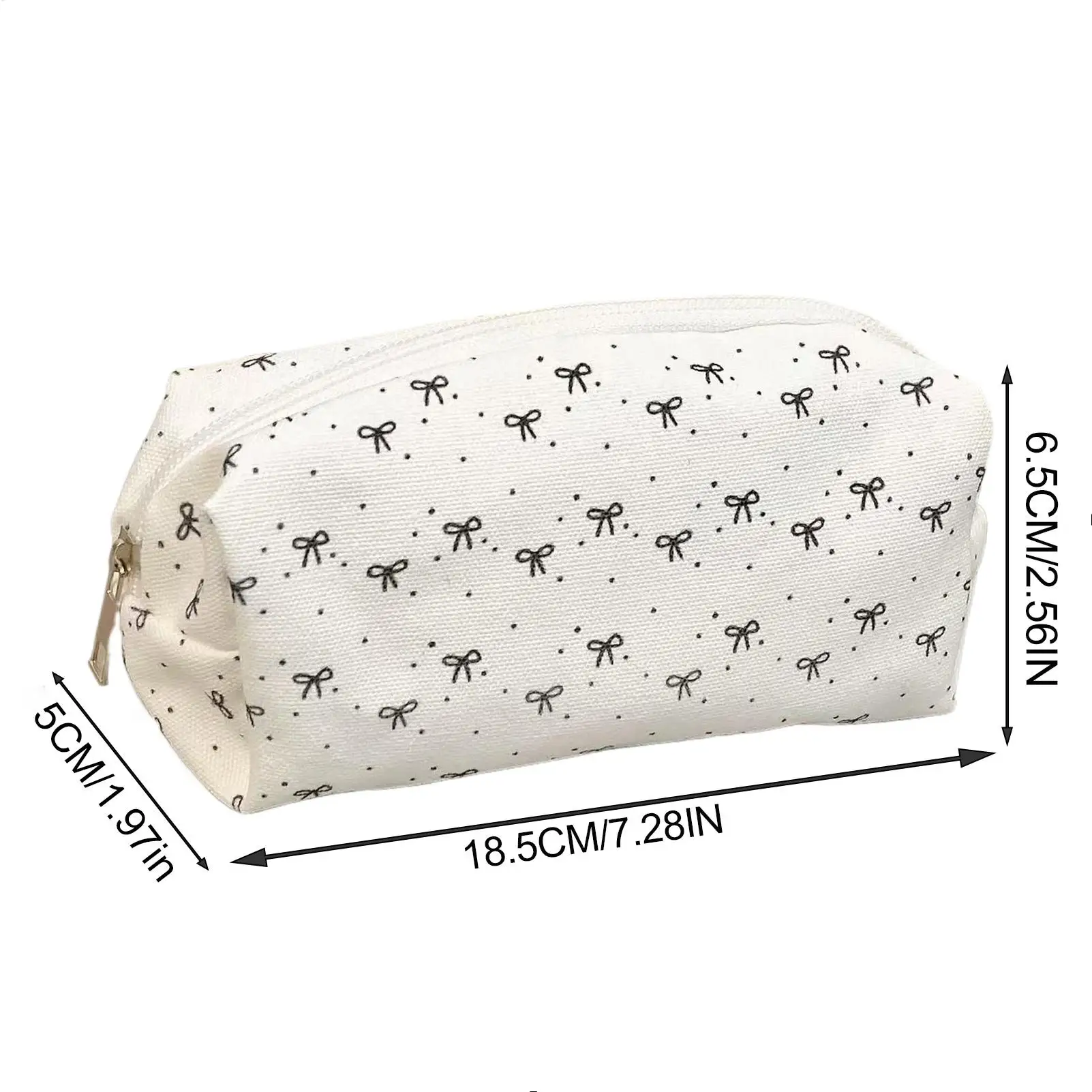Astuccio di grande capacità con decorazione a fiocco bianco e nero, graziosa custodia per cancelleria per studentesse, borsa cosmetica multifunzionale - immagine 6