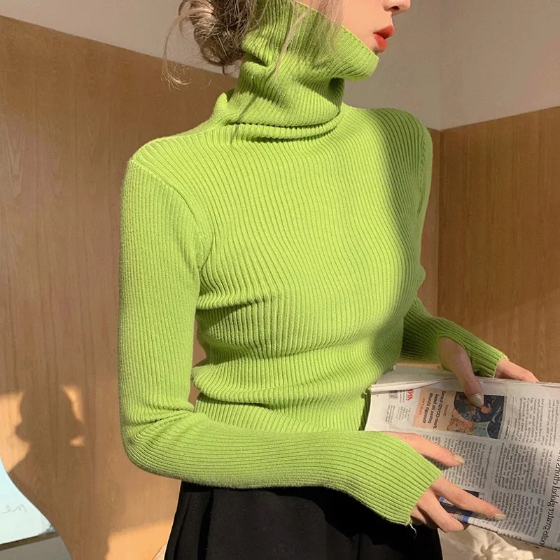 

2023 Autumn/Winter New Slim Fit and Slim Laydown Knitwear with Hong Kong Style Retro Pullover High Neck Long Sleeve Sweater