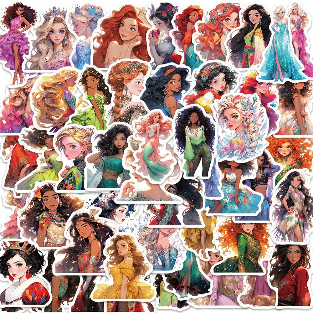 

10/30/50pcs Disney Cute Princess Aesthetic Stickers Cartoon Decals Laptop Suitcase Phone Notebook Decoration Sticker for Kid Toy