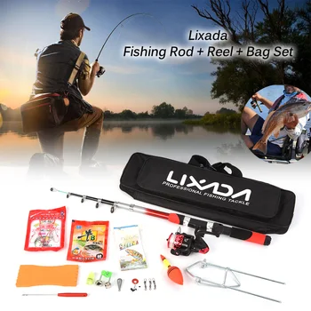 Lixada Fishing Rod Reel Combo Full Kit with 2PCS 2.1m Telescopic Fishing Rods Spinning Reels Fishing Lures Hooks Fishing Bag 2