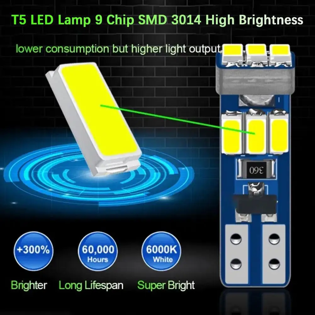 

Автомобильная подсветка, 60000 часов, T5 3014 9SMD, устройство кондиционирования, лампа, Энергоэффективная, 360 градусов, Air светодиодный E2O1