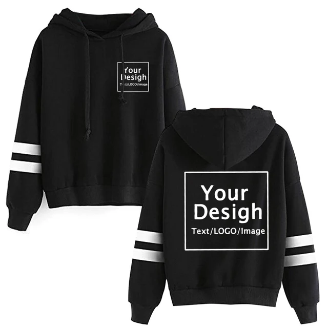 Custom Logo Hoodies for Men & Women - Personalized Design DIY Sweatshirt | Premium Striped Casual Hoody | Fashionable & Unique