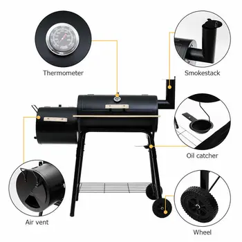 Outdoor BBQ Grill Charcoal Barbecue Pit Patio Backyard Meat Cooker Smoker 3