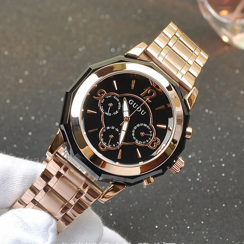 

Hong Kong luxury Brand Guou high-grade steel ladies six pin female Korean version multi-purpose atmospher Wristwatches