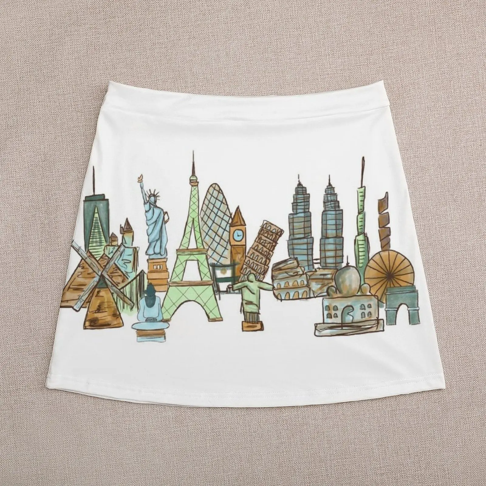 World Landmarks Mini Skirt Female dress korean style clothes women's golf wear summer kpop