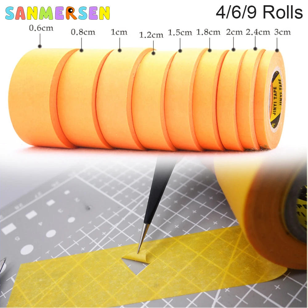 4/6/9 Rolls Model Tool Masking Cover Tape Fine Line DIY Cover Tape for Precision Model Hobby Tool Set 6/8/10/12/15/18/20/24/30mm