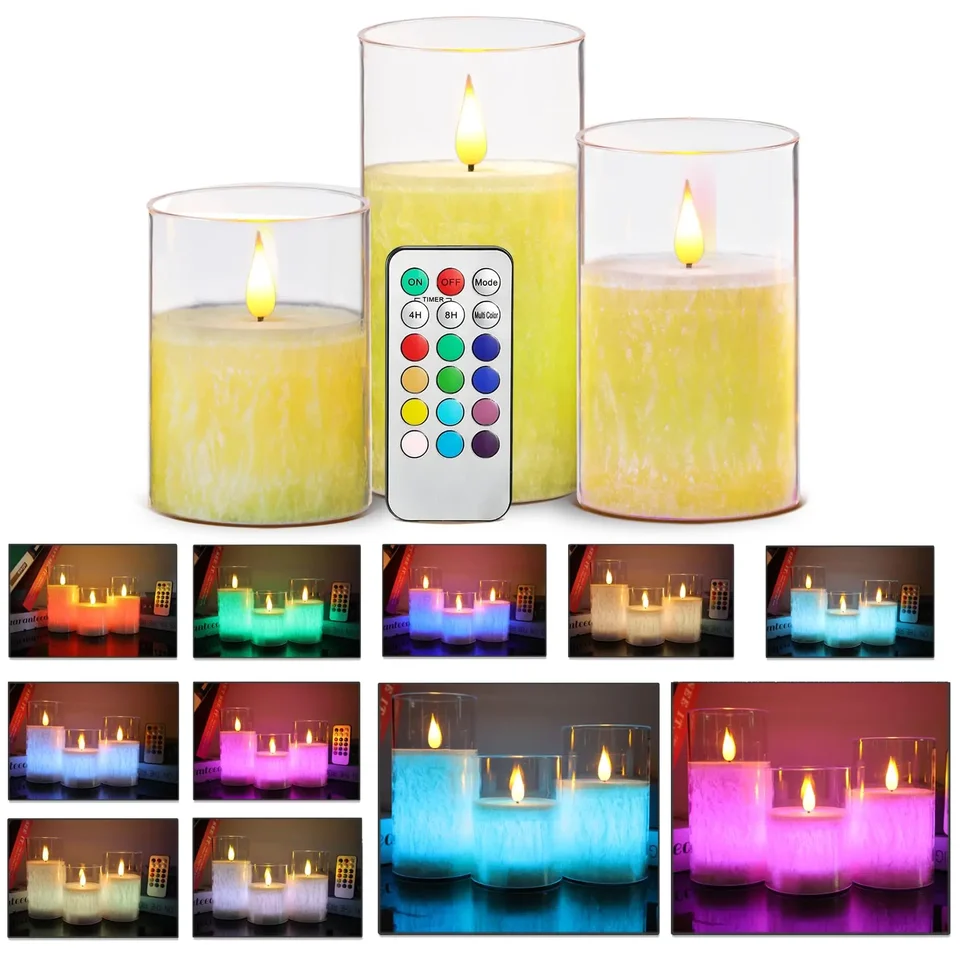 24 Candele LED Senza Fiamma In Acrilico - 3 Dimensioni Con Telecomando - Kit Decorazione Atmosferica Per Festa, Casa, Matrimonio