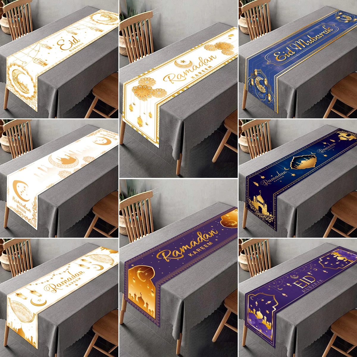 Eid Mubarak Muslim Ramadan Table Runner Islamic Mosque Ramadan Decoration For Home Kitchen Table 2024 Ramadan Kareem Eid Al Adha 6