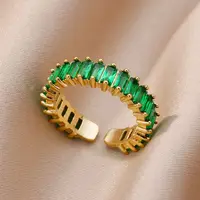 Colorful Zircon Square Rings For Women Stainless Steel Multi-Layer Ring 2023 Trending Wedding Aesthetic Jewelry Gift anillos - Image 2