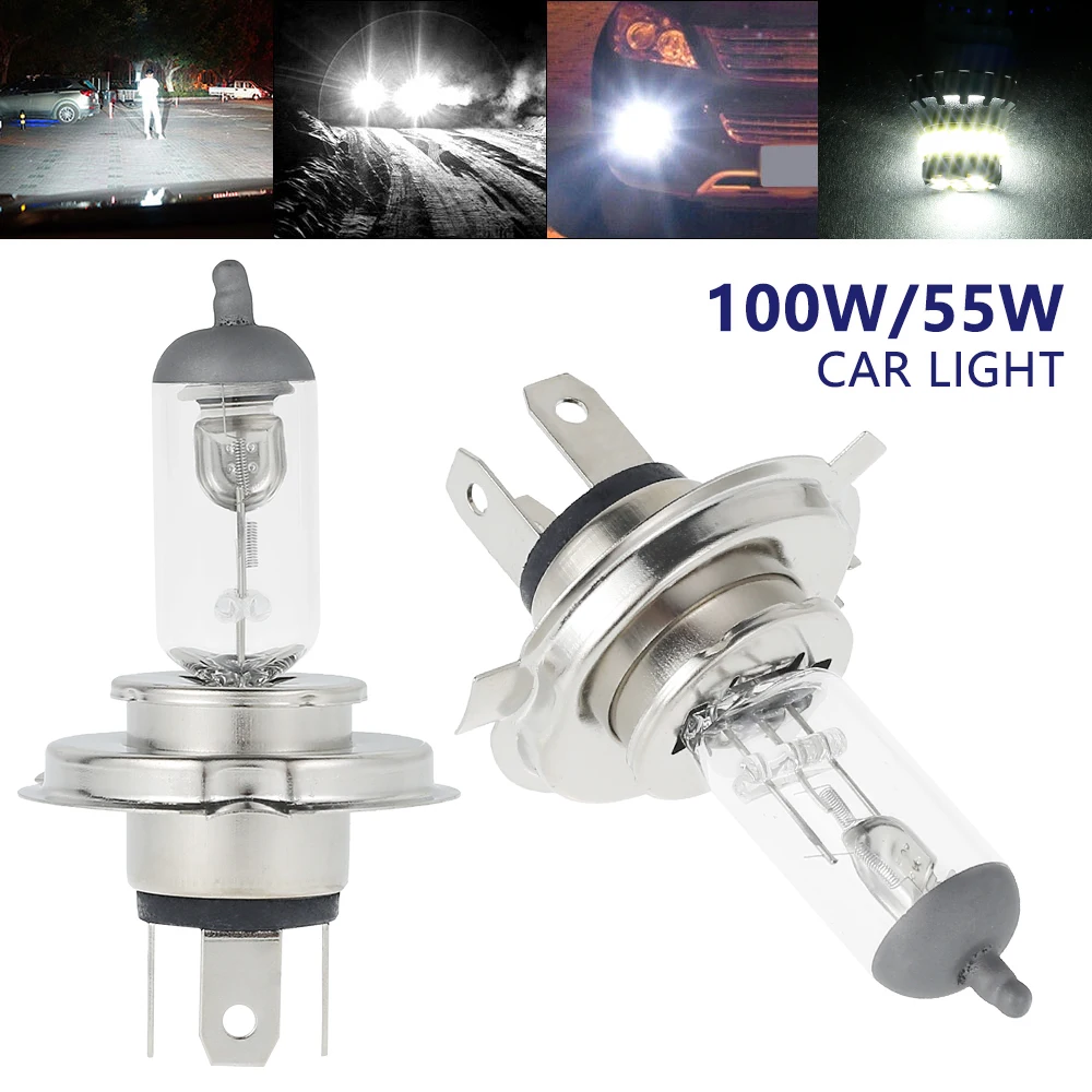 

12V H4 Xenon White Headlight Car Light Bulbs Auto Headlamp 100W Bright Halogen Lamp