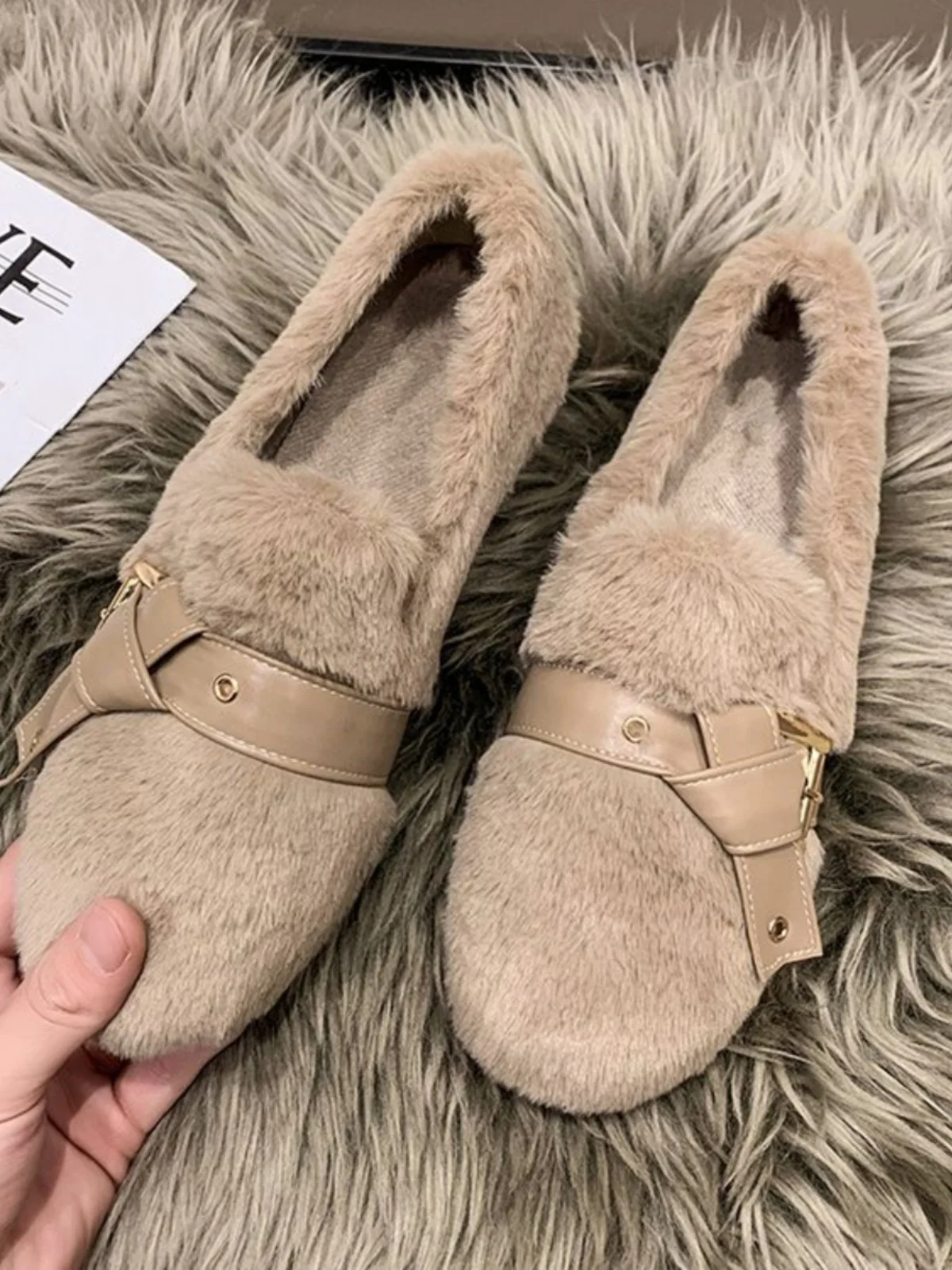 

Winter Shoes Women Casual Female Sneakers Slip-on Modis Loafers Fur Autumn Round Toe Shallow Mouth Clogs Platform Comfortable Sl
