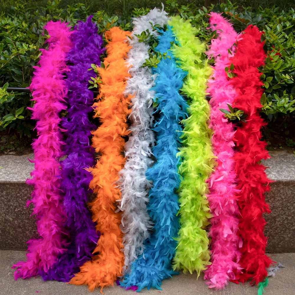 2Meter Colored Turkey Marabou Feathers Boas 38g-90g for DIY Craft Shawl Wedding Party Stage Dress Clothes Scarf Plume Decoration