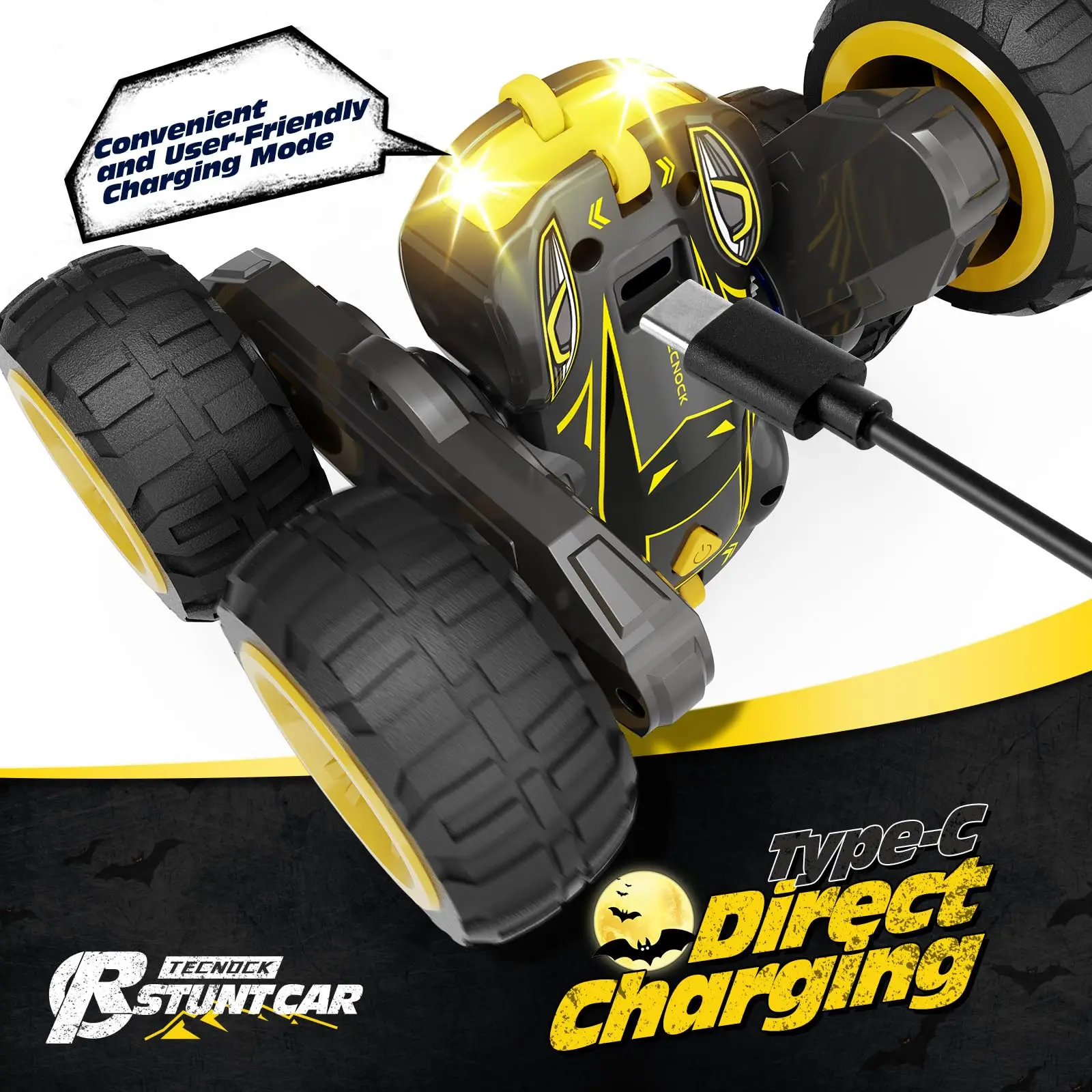 Sinovan Remote Control Car for Kids, 2.4GHz RC Car with Type-C Charging, 4WD Double Sided 360° Rotates&Flips RC Stunt Car Toys 3