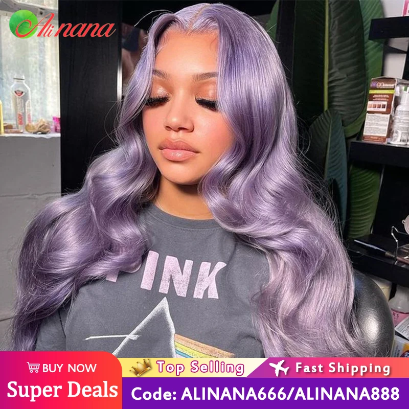 

Lavender Purple Colored 13x4 HD Transparent Lace Frontal Human Hair Wigs Body Wave Ombre Violet 13x6 Lace Front Wig For Woman