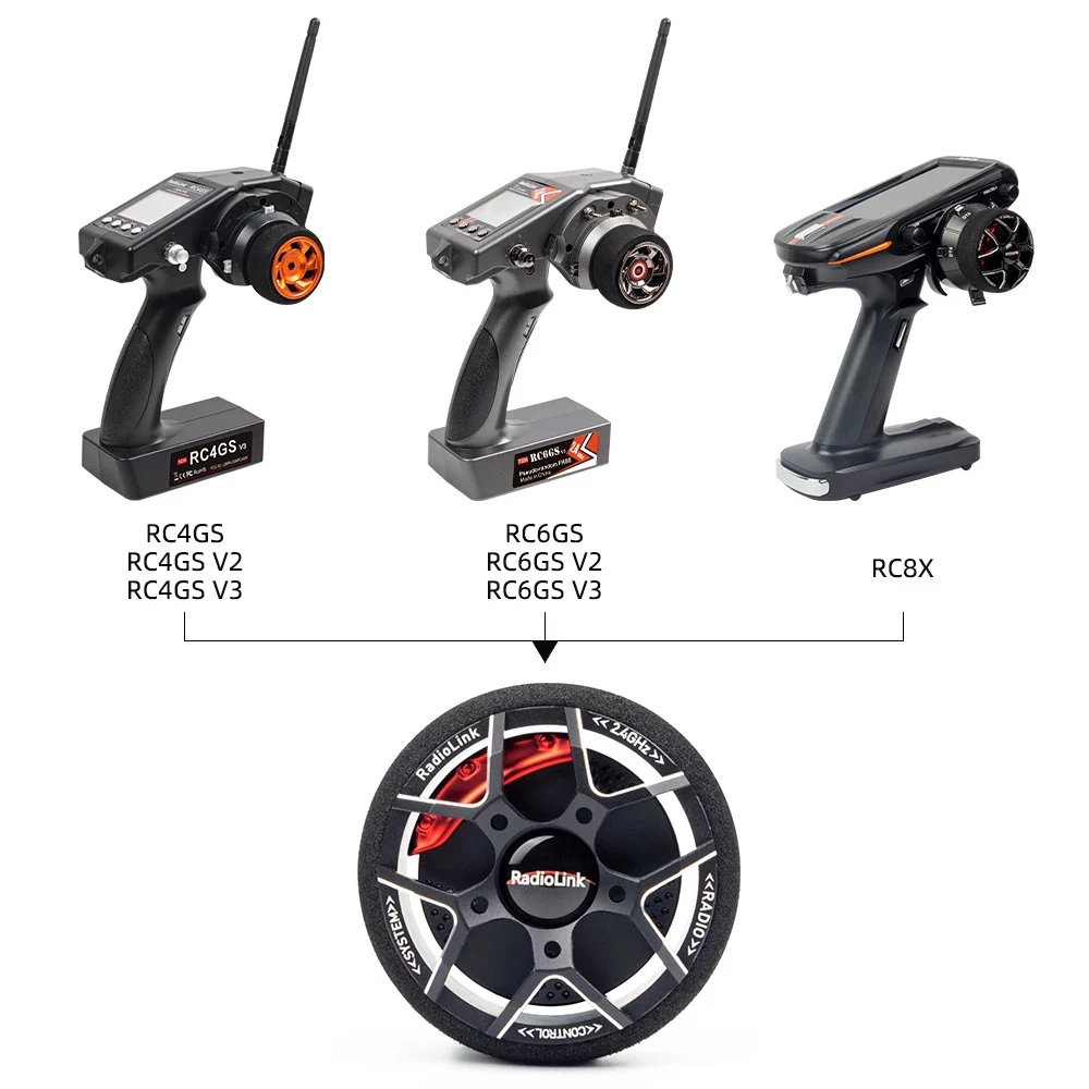 Radiolink Aluminum Alloy Transmitter Steering Wheel Compatible With RC4GS RC6GS RC8X D-axis Remote Control For RC Car Truck Boat