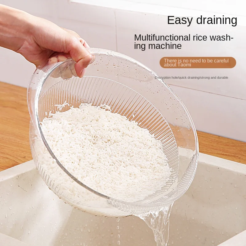 

Basket Multifunctional Round Rice Washer Plastic Home Kitchen Rice Washing Sieve Multifunctional Fruit and Vegetable Pot