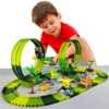 Magic Climbing electric dinosaur car Track Railway Toy Car Set Bend Flexible Race Track Flash Light Car High Quality Toy For Kid 1