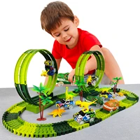 Magic Climbing electric dinosaur car Track Railway Toy Car Set Bend Flexible Race Track Flash Light Car High Quality Toy For Kid 1