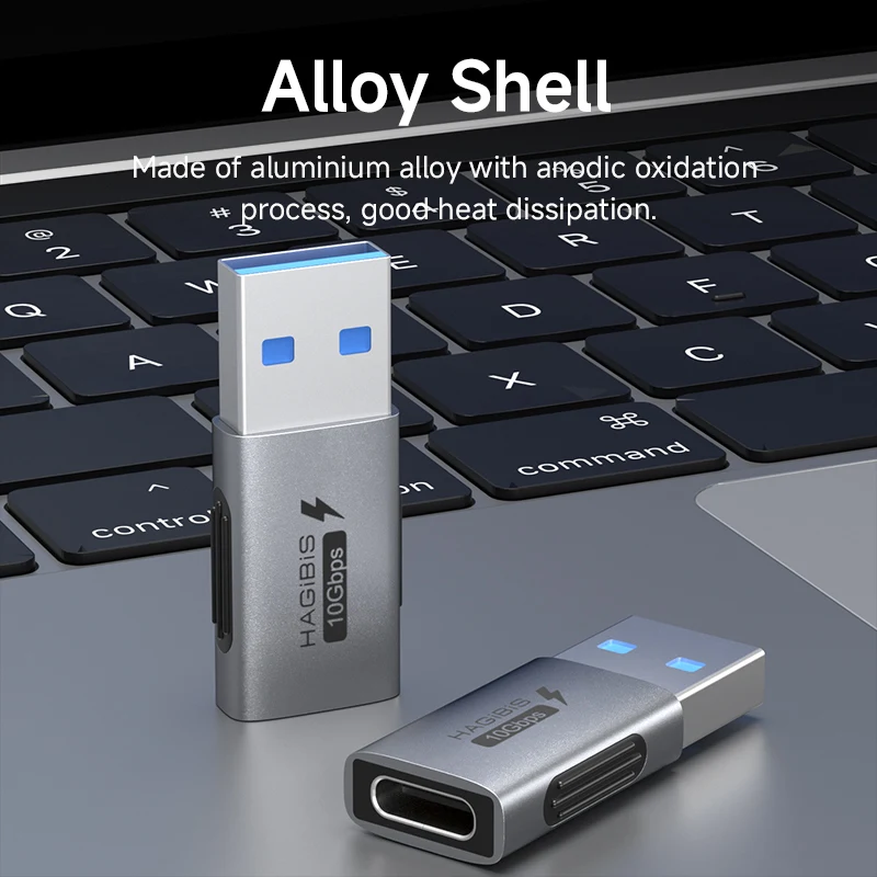 Hagibis USB A Male to USB C Female Adapter 10Gbps High-Speed Data Transfer 60W Fast Charging Conventer Plug for Macbook Tablet