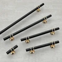 ลิ้นชักตู้ Knob เฟอร์นิเจอร์ตู้เสื้อผ้า T บาร์ห้องครัวตู้ฮาร์ดแวร์สีดำทองโลหะผสมสังกะสีเฟอร์นิเจอร์ลิ้นชัก 4