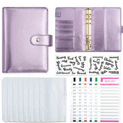 Elegant Gold & Black Budget Planner Binder with Zipper Envelopes - A6 (Set purple)
