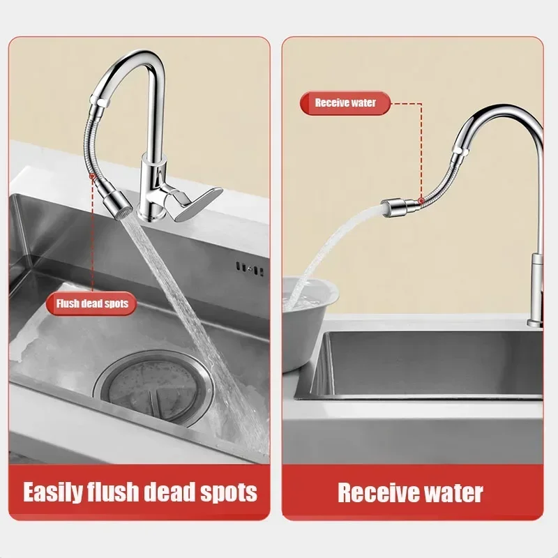 Stainless Steel 1080° Rotating Faucet Sprayer Head | Universal for Kitchen/Washbasin | Bubbler Tap with Splash Proof Nozzle