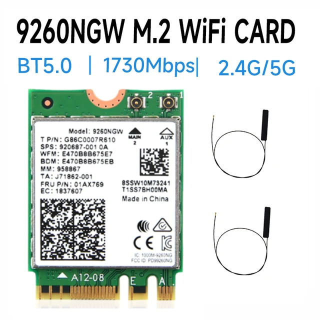 Dual Band Wireless-ac 9260ngw 9260ngw Intel 9260 Ngff 1.73gbps 802.11ac Wifi Card + Bluetooth Ngff / 5g Gaming W - Network Cards -