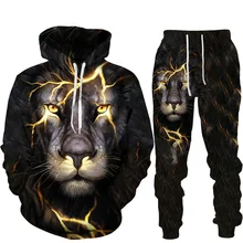  Cool Lion King 3D printed jumpsuit suit Fashion men's masked Sportswear Two jogging suits 