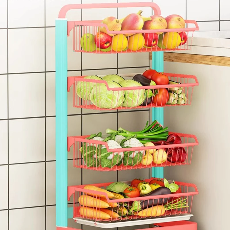 Portable Bathroom Organizer Rolling Rack Shopping Food Cart Space Saving Detachable Meuble Cuisine Kitchen Accessories