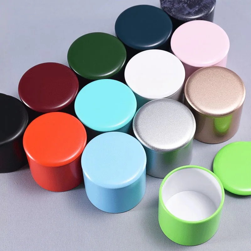 Small Metal Sealed Tea Tin Box Round Tinplate Portable Travel Tea Container Coffee Spices Sugar Storage