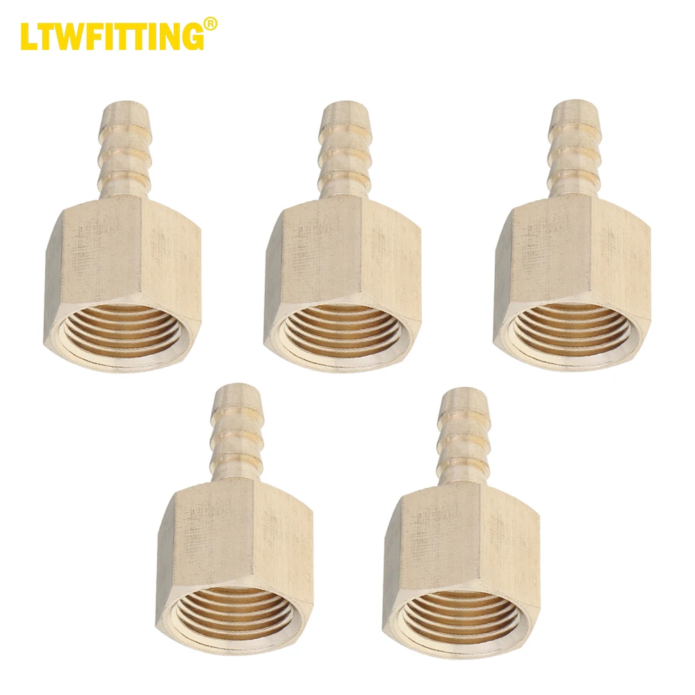 

LTWFITTING LF Brass Fitting Coupler/Adapter 1/4" Hose Barb x 3/8" Female NPT Fuel Gas Water (Pack of 5)