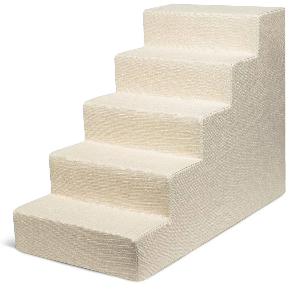 

5-Step Pet Steps, Stairs With CertiPUR-US Certified Foam For Dogs & Cats, Ivory, 22.5"H