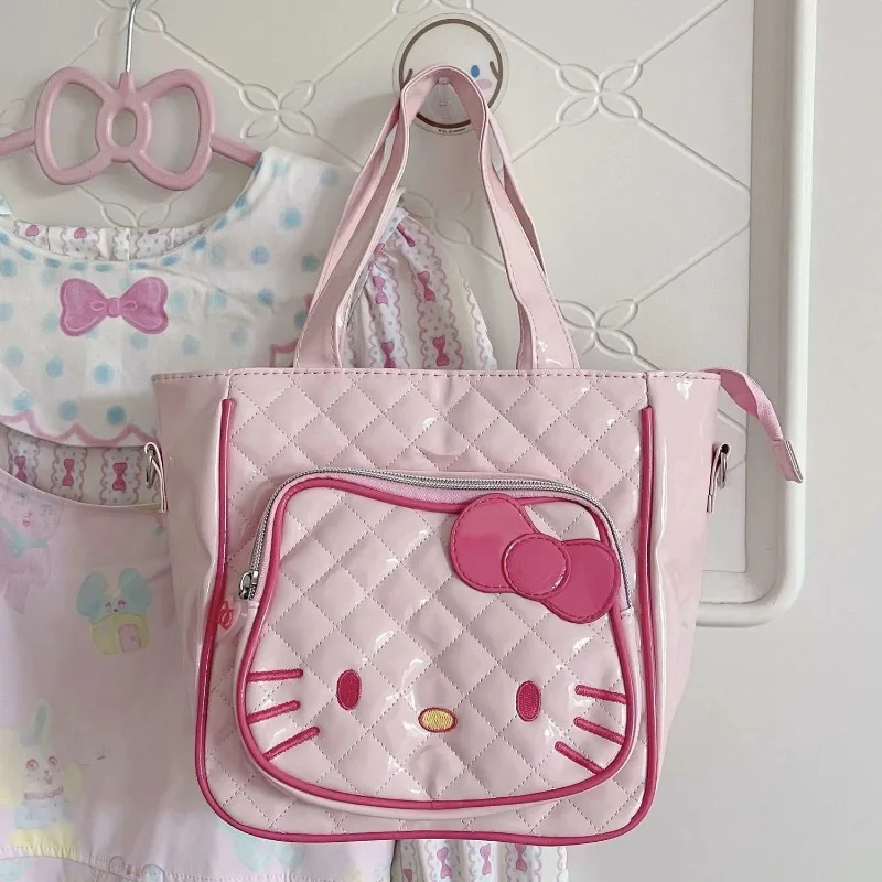 MBTI Pink Hello Kitty Womens Shoulder Bag Vintage Lolita Jk Harajuku 2024 Fashion Handbag Leather Waterproof Ladies Armpit Bag