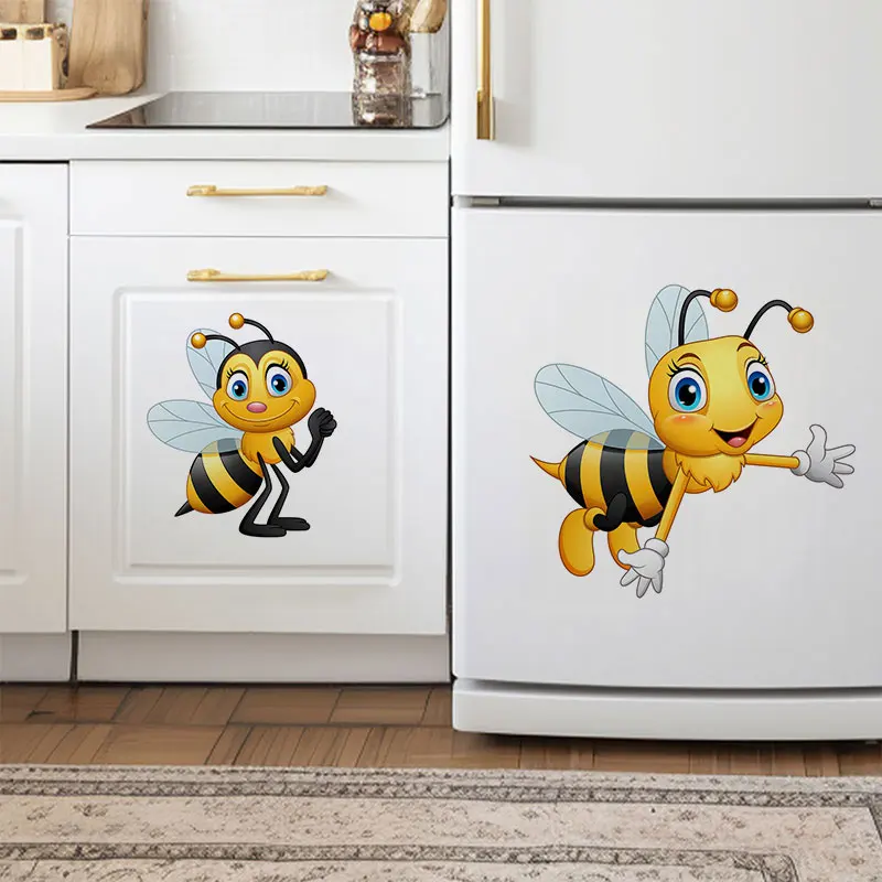M402 Cute Little Bee Cartoon Insect Wall Sticker Children's Bedroom Decoration Sticker Toilet Refrigerator Car wall stickers
